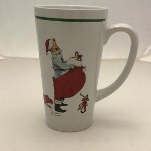 Vintage Norman Rockwell Boy In Santa Suit Christmas Tall Mug